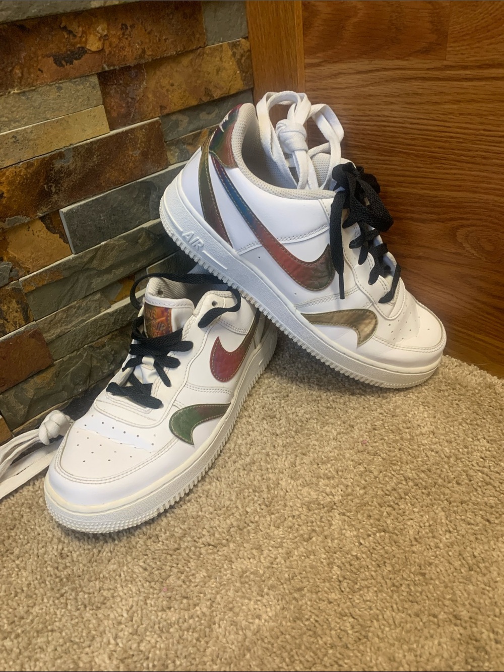 RARE Nike Kids 6.5 / woman’s 7.5 vintage Iridescent misplaced Swoosh bts